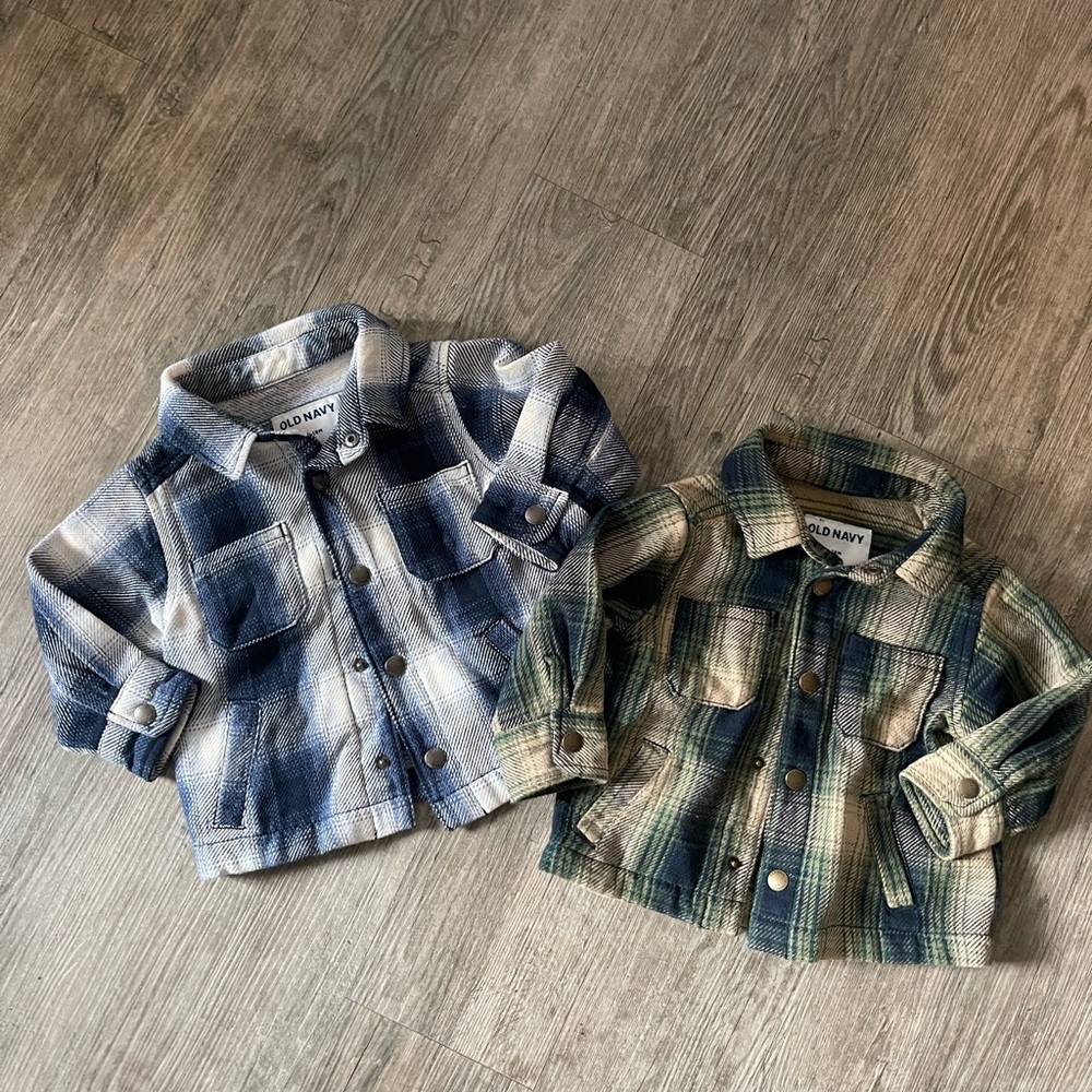 Old Navy Toddler boys plaid Shacket 12-18 Months